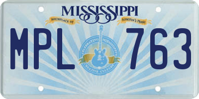 MS license plate MPL763