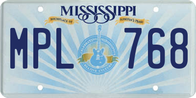 MS license plate MPL768