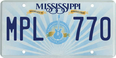 MS license plate MPL770