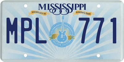 MS license plate MPL771