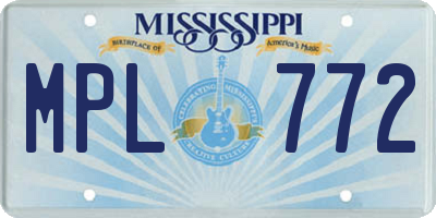 MS license plate MPL772