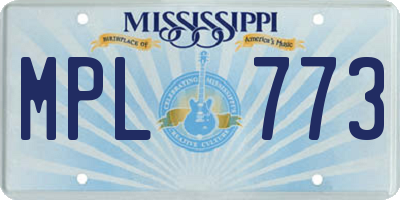 MS license plate MPL773