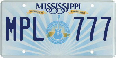 MS license plate MPL777