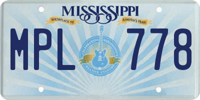 MS license plate MPL778