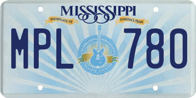 MS license plate MPL780