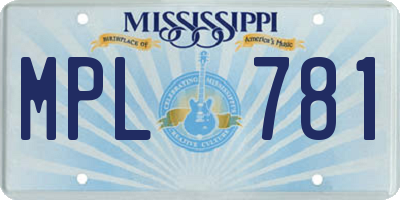 MS license plate MPL781