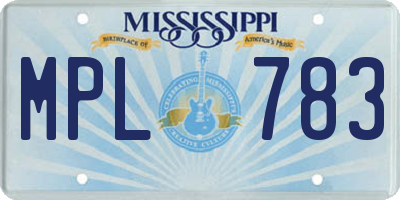 MS license plate MPL783