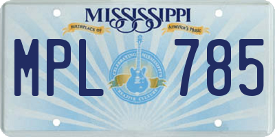MS license plate MPL785