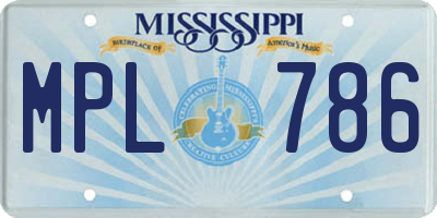 MS license plate MPL786