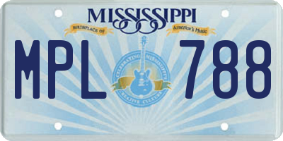 MS license plate MPL788