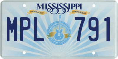 MS license plate MPL791
