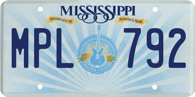 MS license plate MPL792