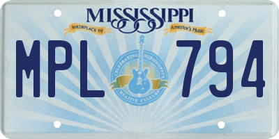 MS license plate MPL794