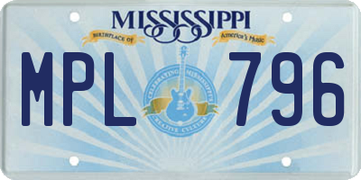 MS license plate MPL796