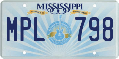 MS license plate MPL798