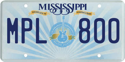 MS license plate MPL800
