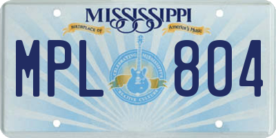 MS license plate MPL804
