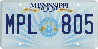 MS license plate MPL805