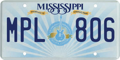 MS license plate MPL806