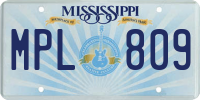 MS license plate MPL809