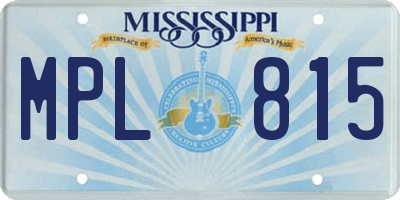 MS license plate MPL815