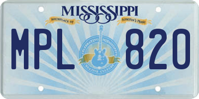 MS license plate MPL820