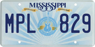 MS license plate MPL829