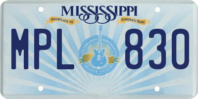 MS license plate MPL830
