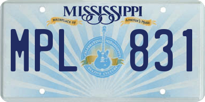 MS license plate MPL831