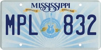 MS license plate MPL832