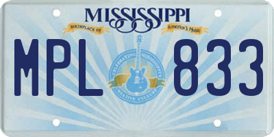 MS license plate MPL833
