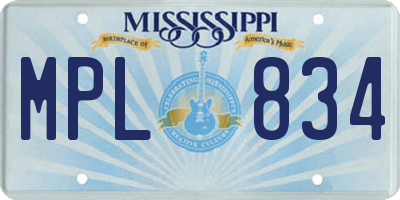 MS license plate MPL834