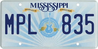 MS license plate MPL835