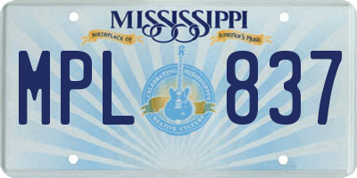 MS license plate MPL837