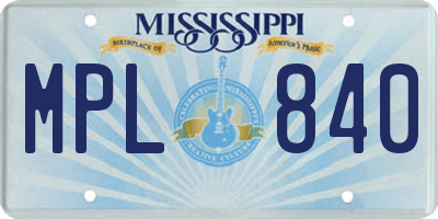 MS license plate MPL840