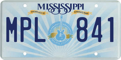 MS license plate MPL841