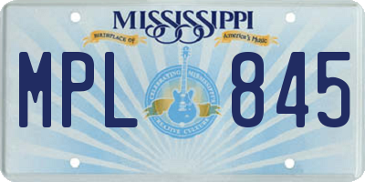 MS license plate MPL845