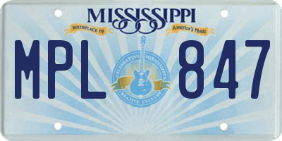 MS license plate MPL847