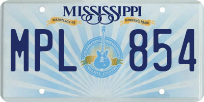 MS license plate MPL854