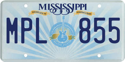 MS license plate MPL855