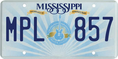 MS license plate MPL857