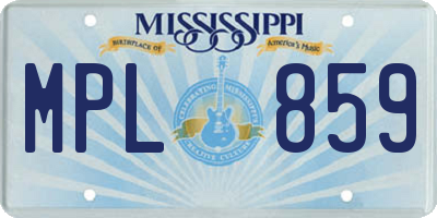 MS license plate MPL859