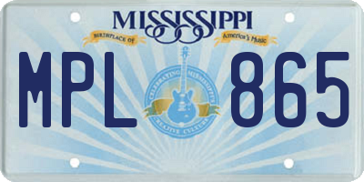 MS license plate MPL865