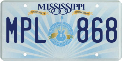 MS license plate MPL868