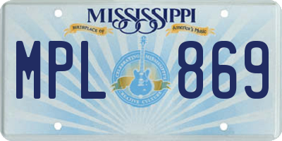 MS license plate MPL869
