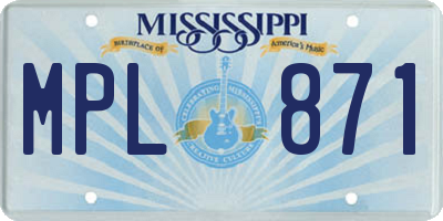 MS license plate MPL871