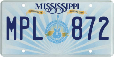 MS license plate MPL872