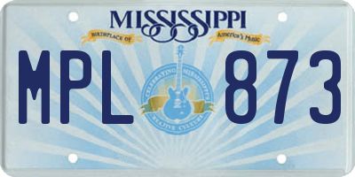 MS license plate MPL873