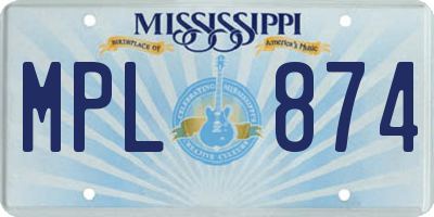 MS license plate MPL874