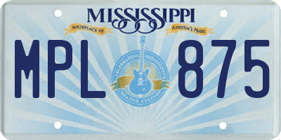 MS license plate MPL875